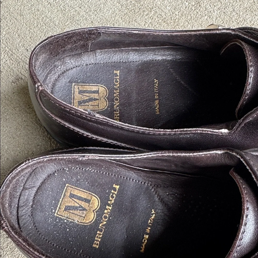Bruno Magli mens 8.5 dark brown solid double monk strap leather dress shoes EUC